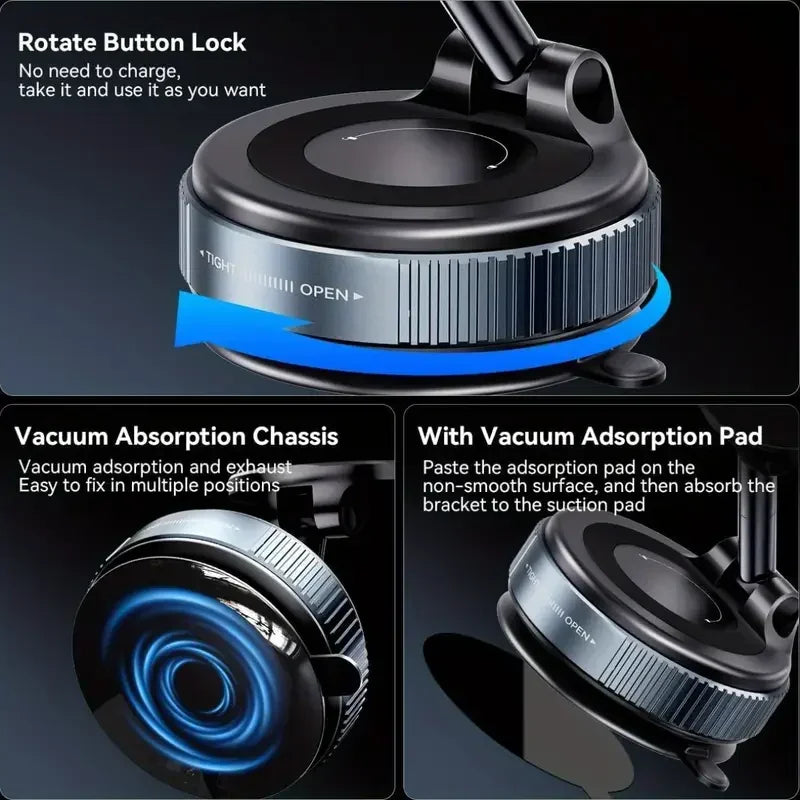 New[N52 Magnetic Phone Holder] 360° Rotatable Phone Holder | Foldable Design, Vacuum Suction Cup | Perfect for Car Dashboard