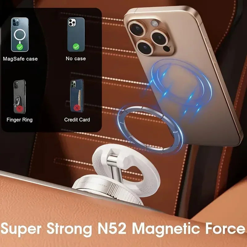 New[N52 Magnetic Phone Holder] 360° Rotatable Phone Holder | Foldable Design, Vacuum Suction Cup | Perfect for Car Dashboard